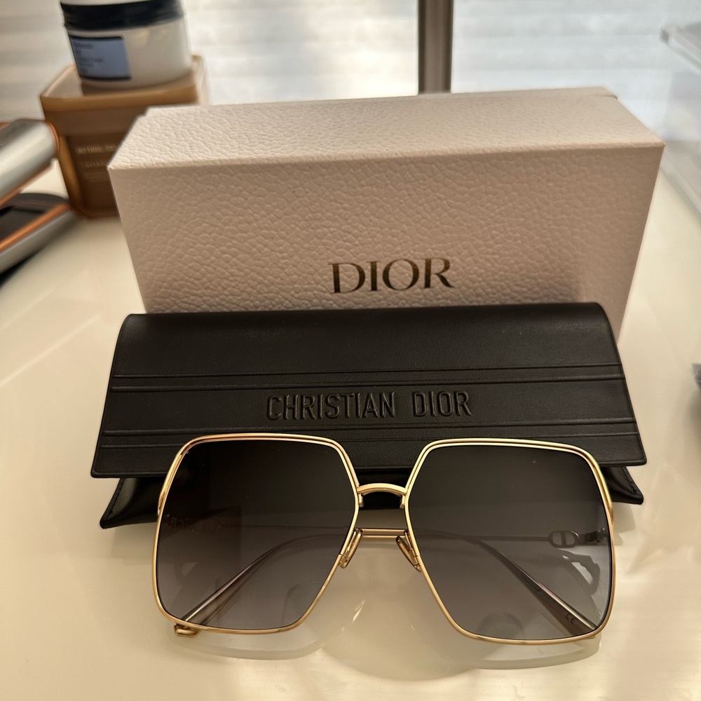 Dior Black and Gold Square Sunglasses